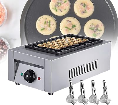 Electric Takoyaki Maker, 28pcs/56pcs Takoyaki Grill Pan, Electric Octopus Meat Fish Ball Maker for Commercial and Home Use, Single Plate/Double Plate Constant Heating 2KW/4KW,2KW