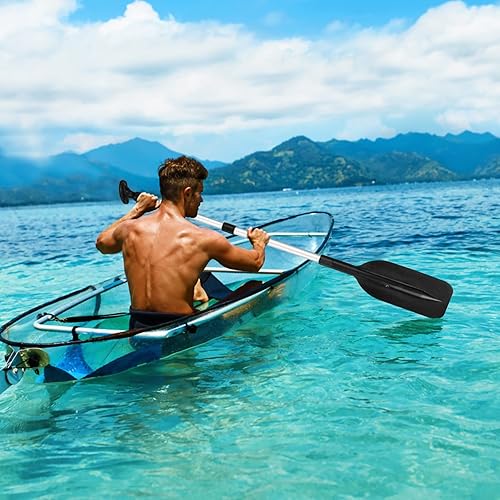 Miniatura 9 de CLISPEED 2 palas telescópicas para kayak con eje de aleación de aluminio, remo para motos acuáticas, pesca, remo de canoa (negro)