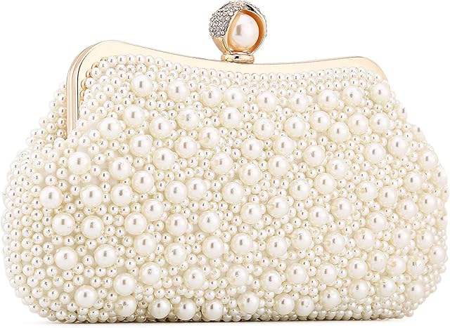 Evening Clutch Purse Wedding Beaded Pearl Clutch Bag Bridal Handbags Chain Small Shoulder Crossbody Bags for Womens Ladies