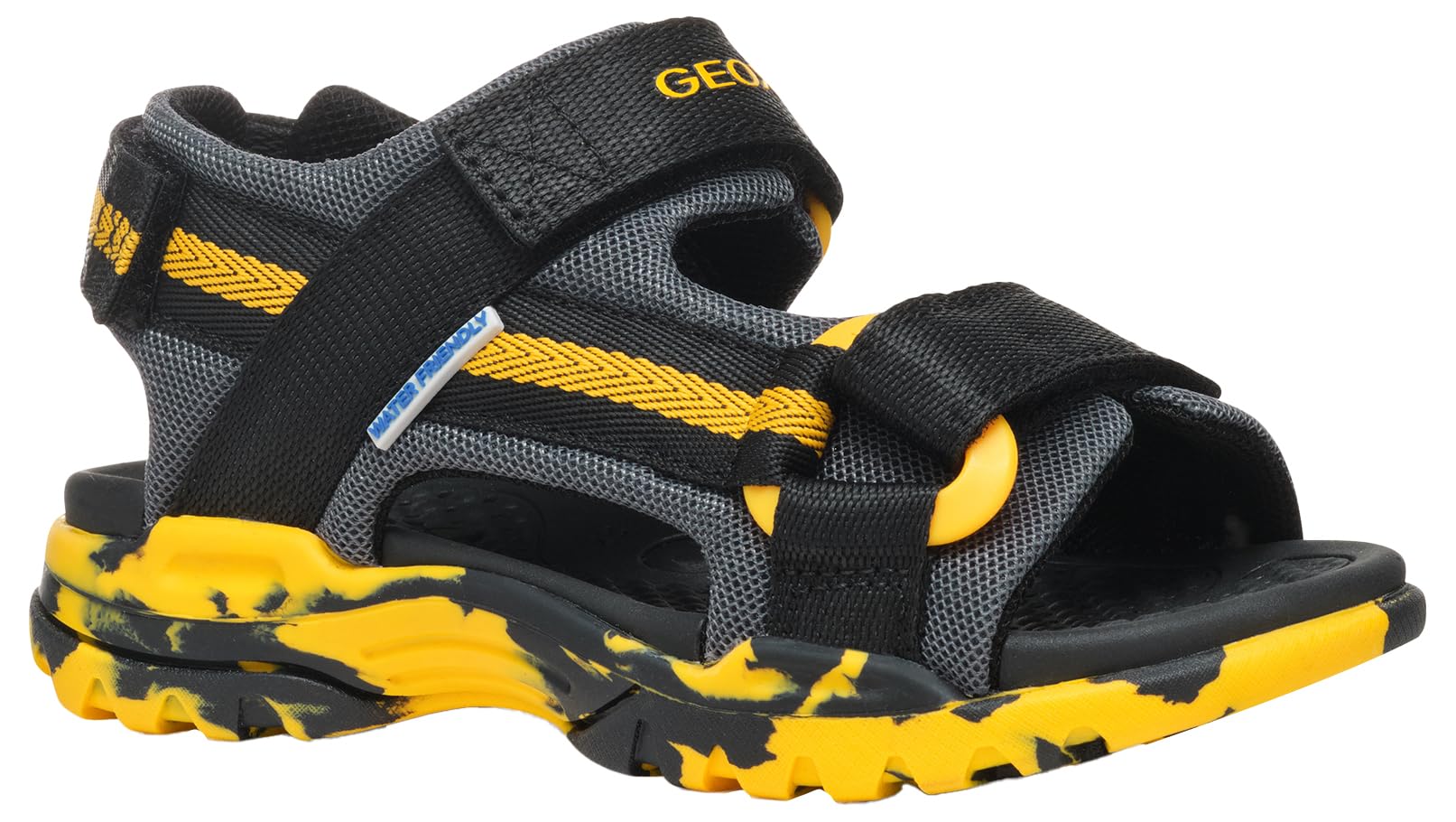 Geox J Borealis BOY E Sandal, Black/Yellow, 5 UK Child