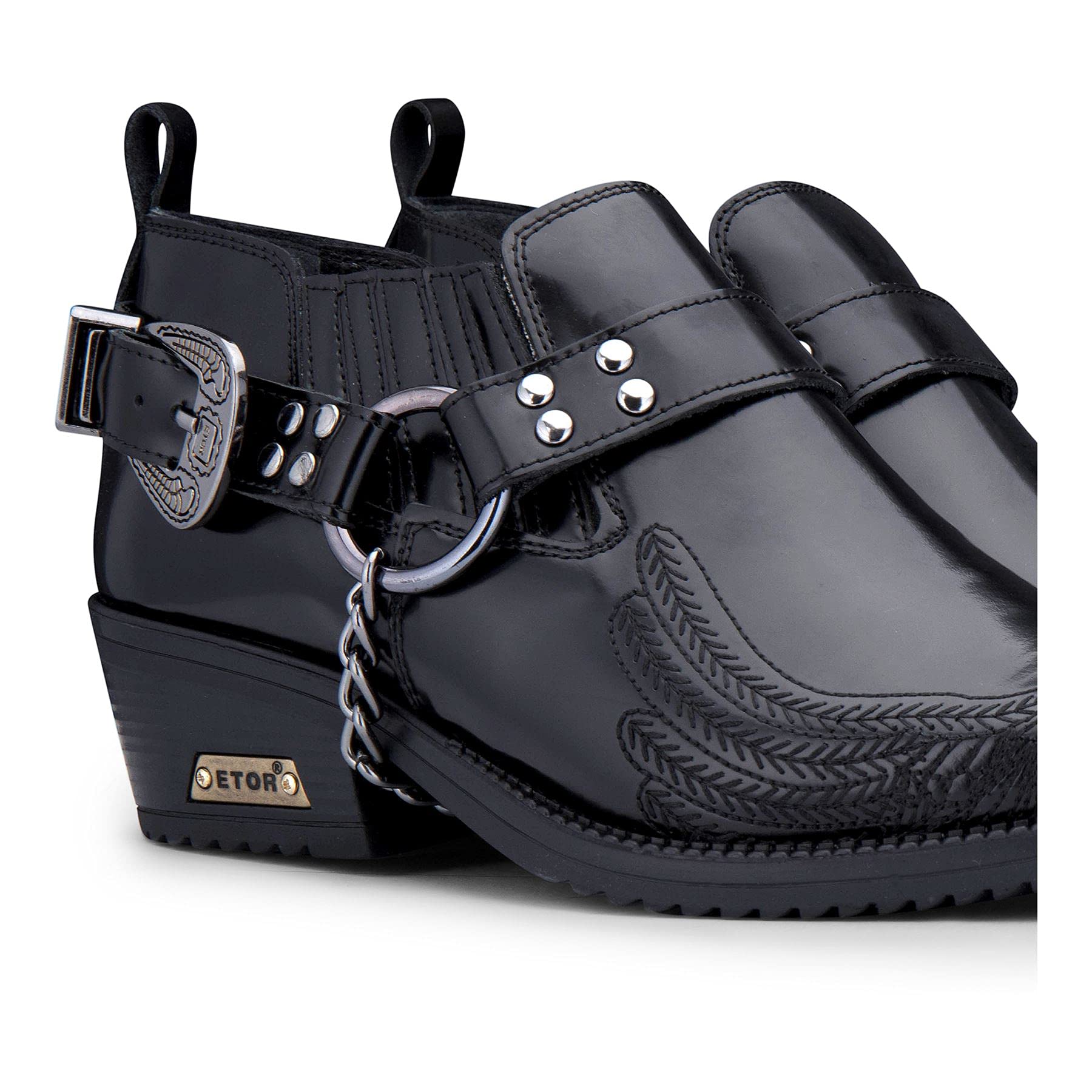 TruClothing.com Herrenschuhe 100% Echtleder Western Design US Adler Glänzend Metallische Kette
