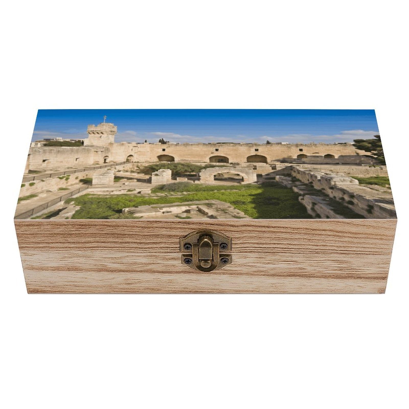 VstaDank Israel at The Tower of David Wooden Keepsake Box with Hinged Lid Solid Wood Gift Boxes Beautifully Keepsake Box Jewellery Organiser Retro Memory Treasure Case with Lids Decorative Boxes