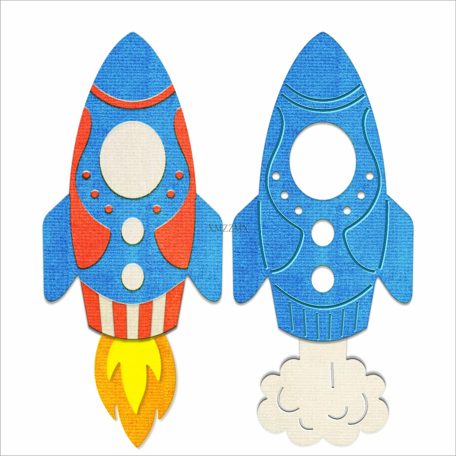 XMZZMX Aerospace Rocket Metal Cutting Dies for Card Making, Paper Embossing Die-Cuts Sets, DIY Scrapbooking Photo Album Arts Crafts Templates,