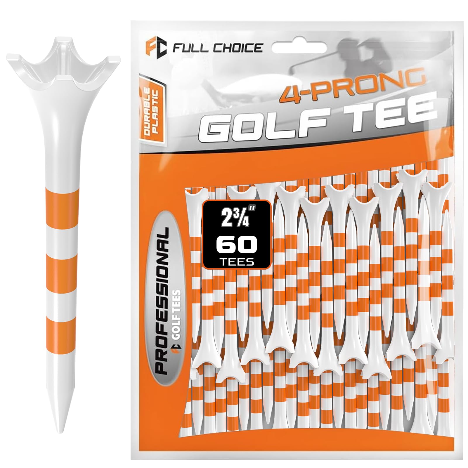 Professional Plastic Golf Tees 100 Pack (3-1/4" or 2-3/4"), Enhanced Durability & Stability, Engineered to Minimize Friction and Side Spin