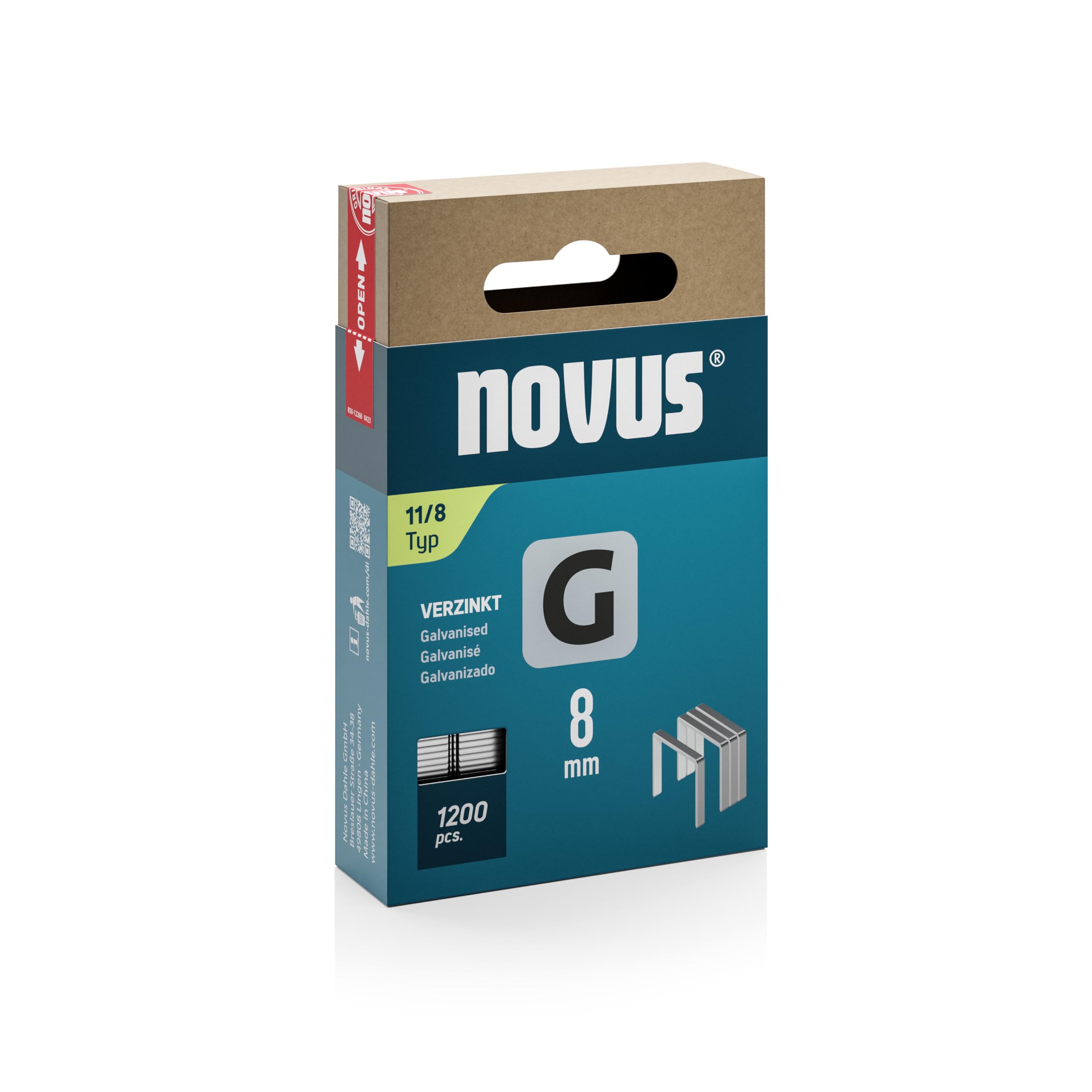 Novus Tools 042-0796 Flat Wire Staple G Staple Type 11, Grey, 8 mm