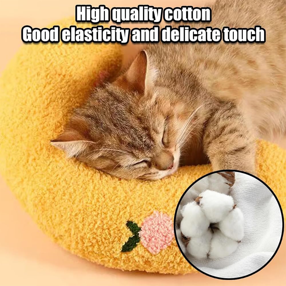 HUATEEN 2-Pack Blue & Yellow U-Shaped Cat Pillow, Soft Fluffy Calming Pillow for Indoor Cats & Dogs - Image 4