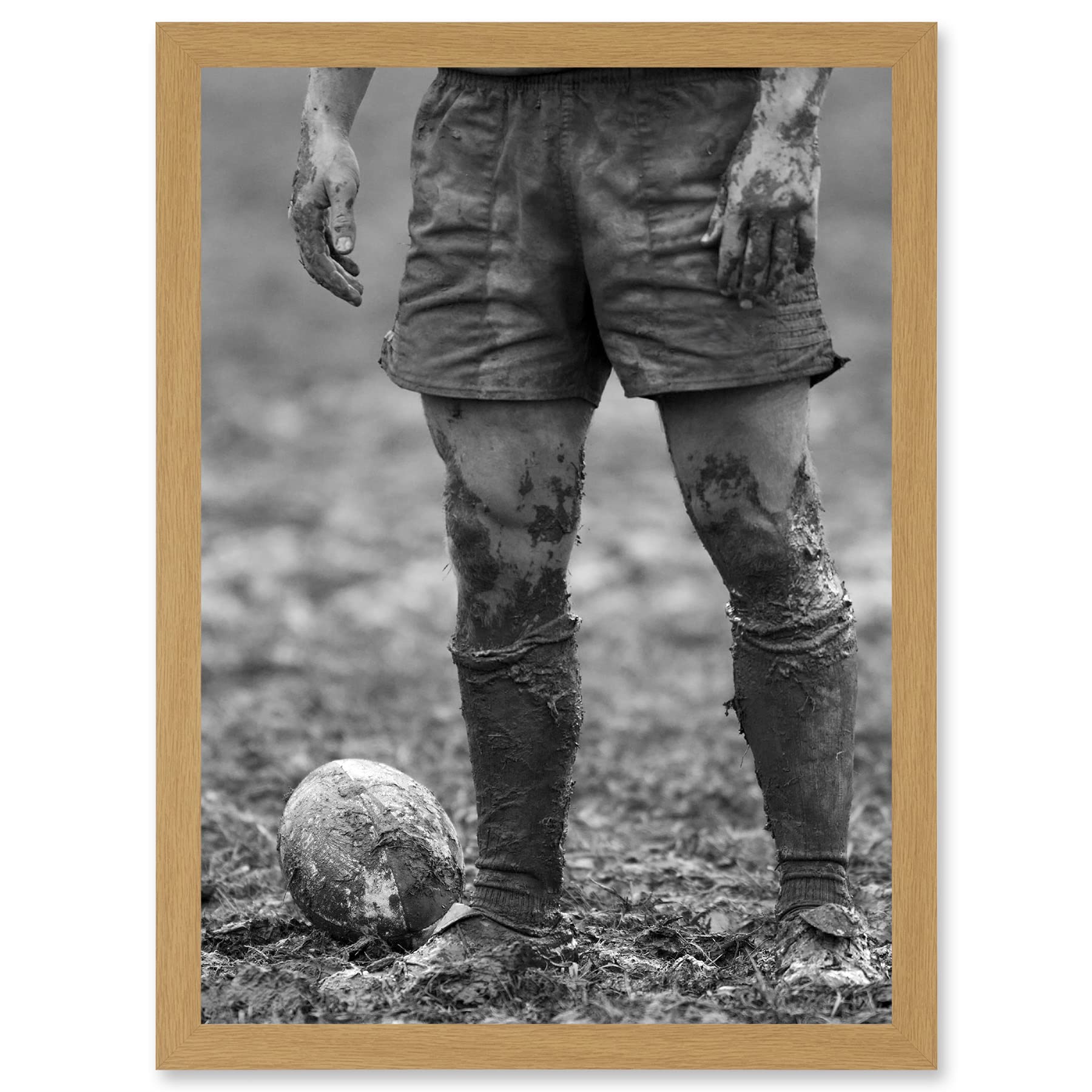 Artery8 Ball Rugby Mud Bowl Sport Scrum A4 Artwork Framed Wall Art Print