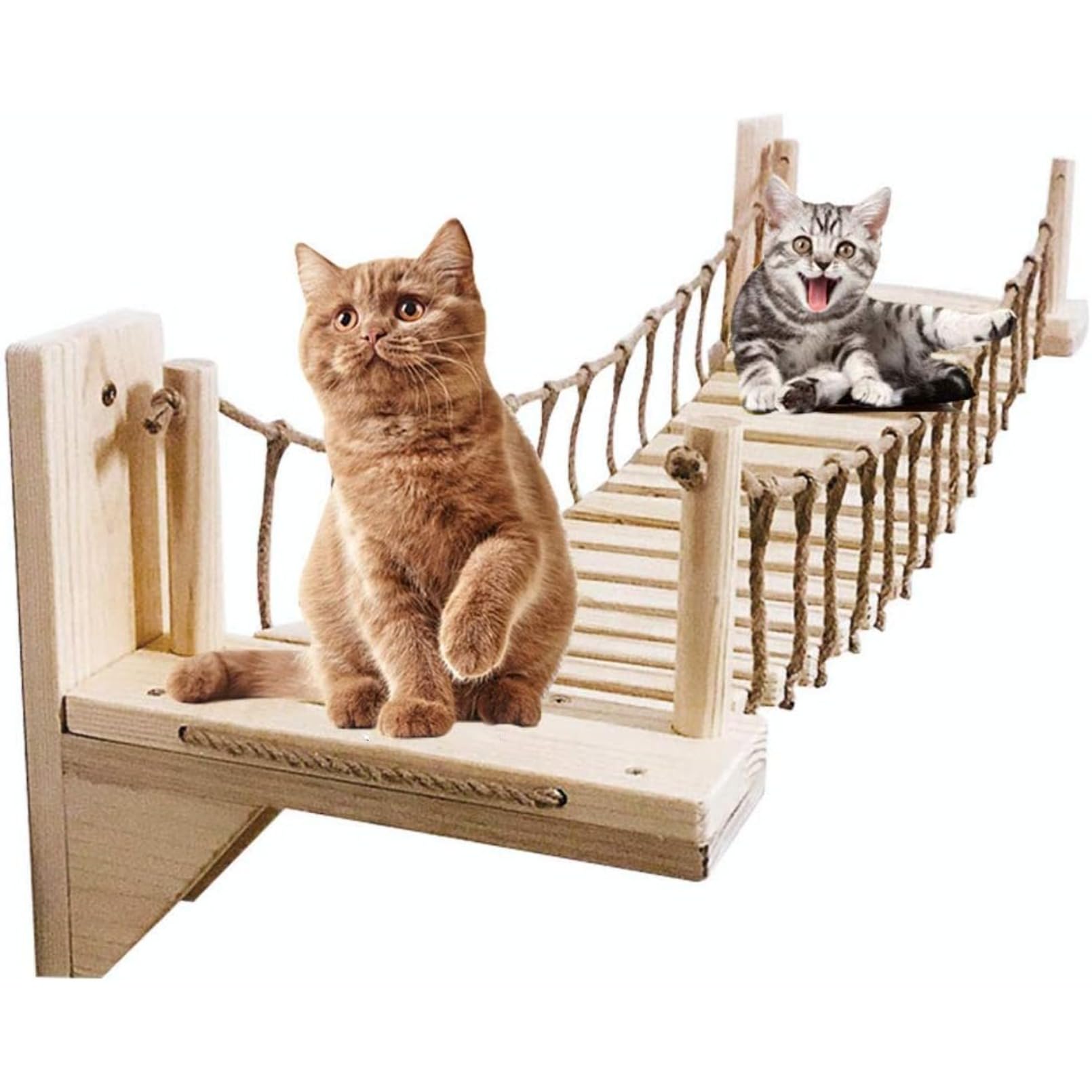 Amazon | ペットのおもちゃキャットタワー運動不足木製 吊り橋 猫 