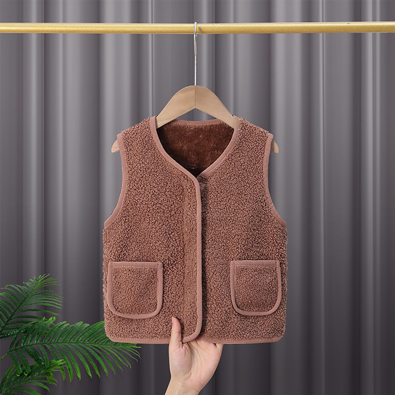 Baby Teddy Weste Ärmellose Übergangsjacke Fleece Frühlingsjacke Kinder Warmen Teddyweste Jungen Mädchen Weiche Kinderweste Leichte Gilet Kleinkind Fleecejacke Babys Vest mit Taschen - 4