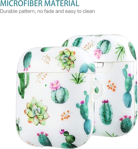 Miniatura 4 de Funda para AirPods Gen 2 y 1, Lokigo Cactus AirPods con carga inalámbrica, kits de funda rígida con llaverocorreaganchos para las orejassoporte para