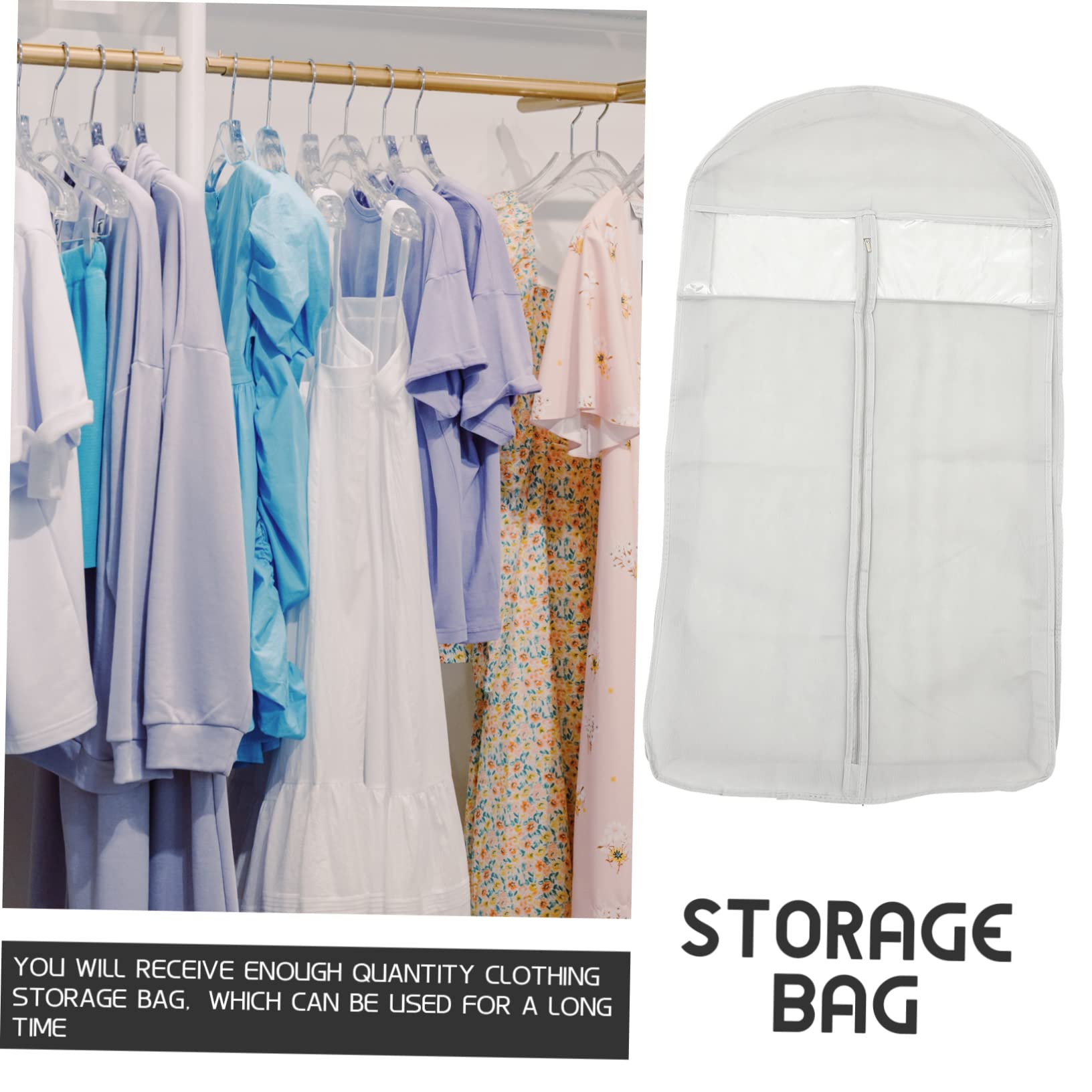 Borsa Porta Abiti con Cerniera 3 Pezzi Non Tessuto | Finestra in Pvc Trasparente, Traspirante e Riutilizzabile, per Guardaroba e Viaggio di Lavoro