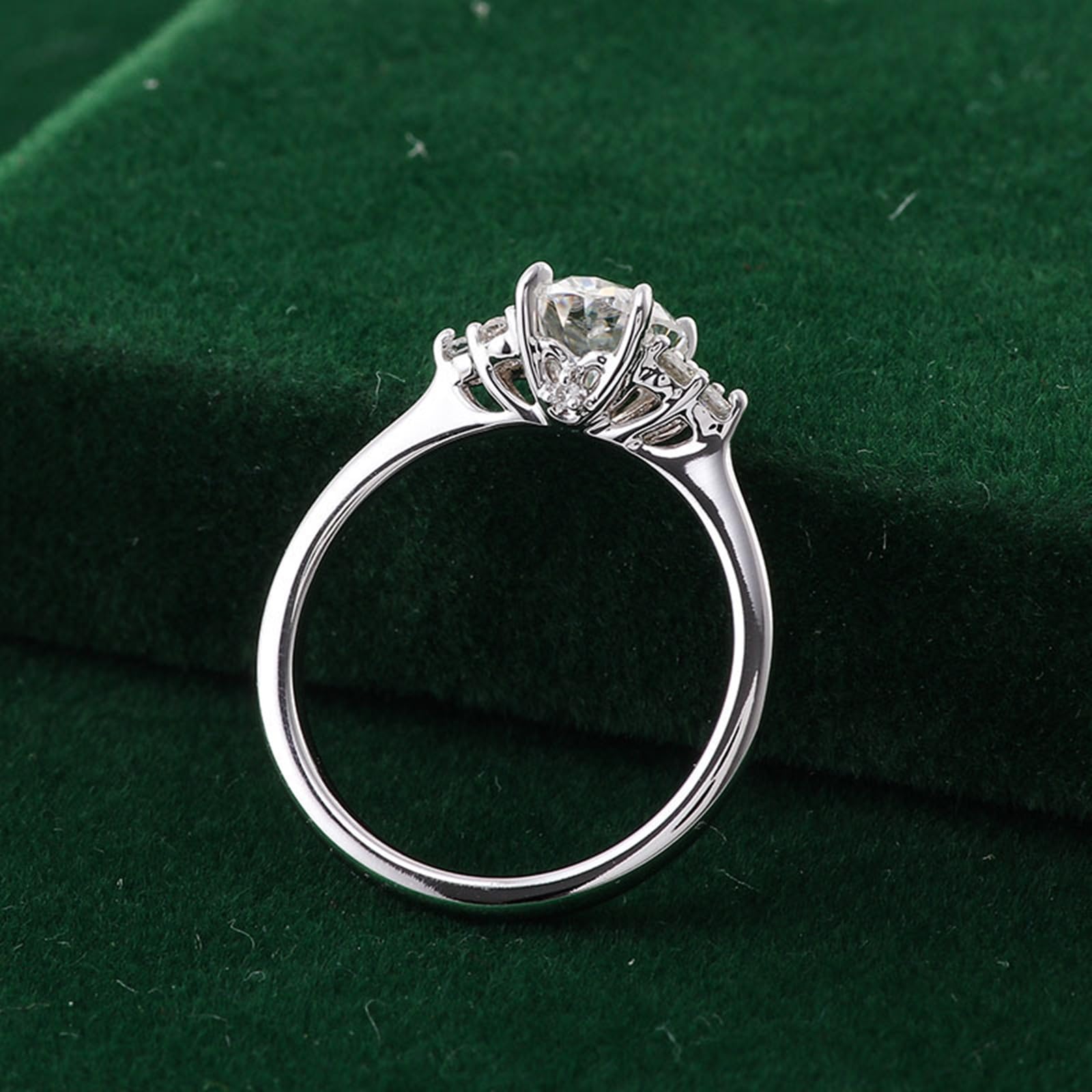 Set di anelli di fidanzamento, 4 griffe, con moissanite da 1 carato, in oro bianco 9 carati, regalo per anniversario di matrimonio
