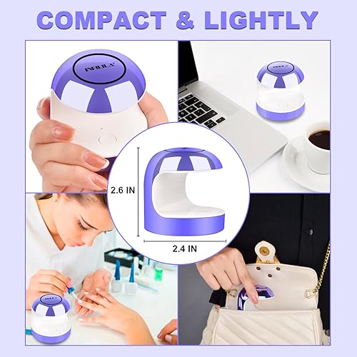 Miniatura 3 de NXJ INFILILA Mini luz UV para uñas de gel, mini lámpara de uñas de 60 a 120 segundos, ajuste de luz UV para uñas, lámpara de uñas tipo C, 5 cuentas