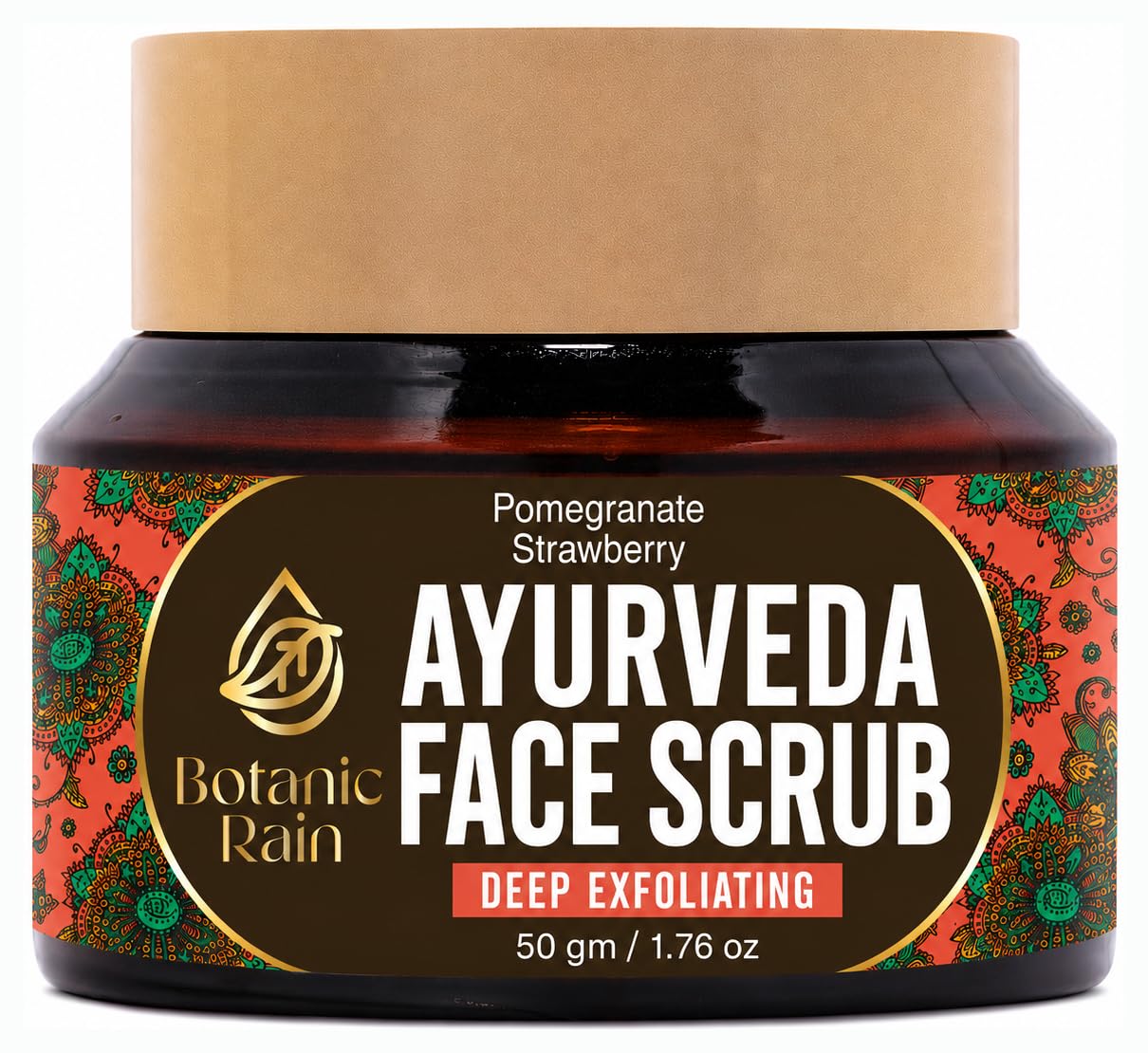 Organiczny peeling do twarzy z granatem i truskawką, peeling do twarzy Ayurveda, naturalny dla każdego rodzaju skóry - wegański, wolny od okrucieństwa