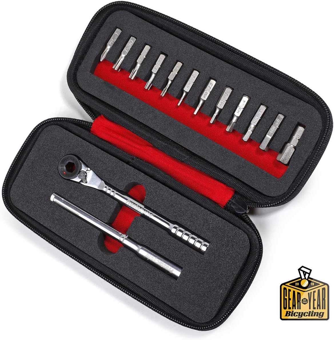 Pro Ratcheting T-Handle Tool Set, Heavy-Duty 60 Nm T-Handle Ratchet with 12-Piece 1/4" Hex Bit Set, Portable T Handle Screwdriver Set with Neoprene Case for Bike Repair & Maintenance