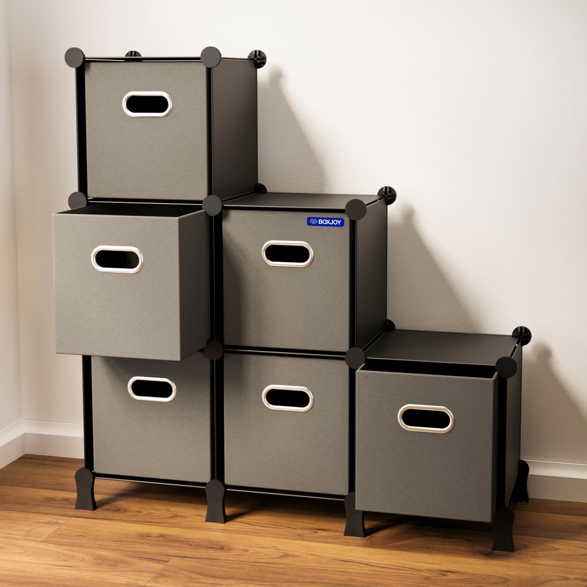 BOXOY Kids Storage Organizer Rack with 6 Fabric Drawers Plastic Wardrobe Cupboard Drawers Organisers Rack for Storage Multipurpose Drawer Chest of Almirah Cabinet Racks Toy Organiser Almira-image-9