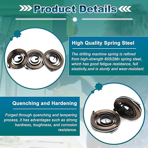 Miniatura 4 de MroMax 2 muelles de prensa de taladro, diámetro exterior de 1.06 pulgadas, 0.28 pulgadas de ancho, 0.01 pulgadas de grosor, 36.22 pulgadas de