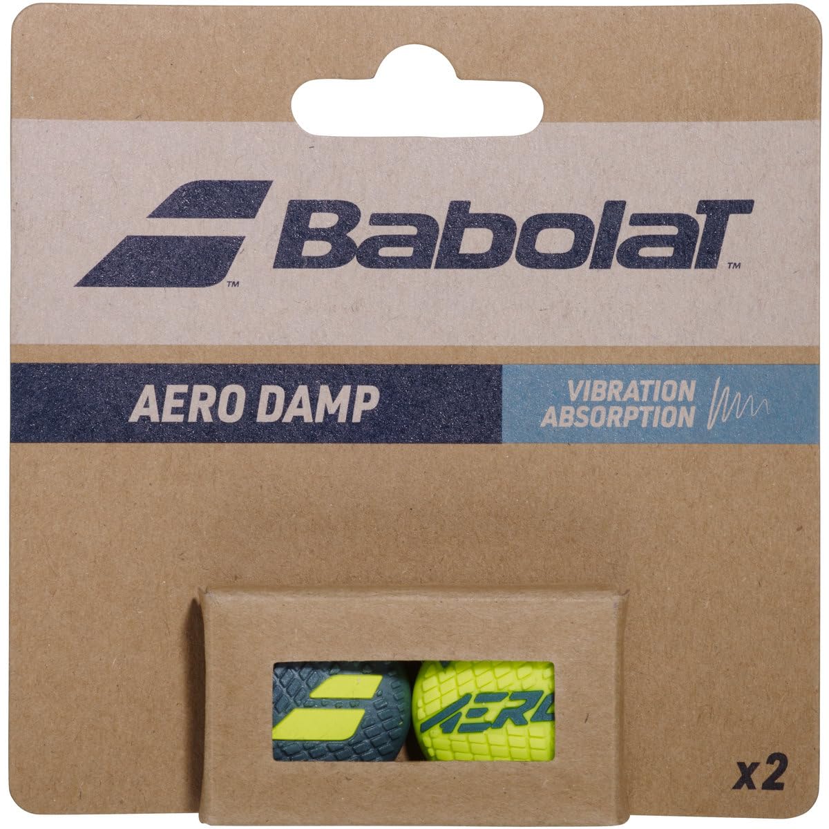 Babolat Aero Damp x2 Tennis Vibration Damper (Grey Green/Yellow)