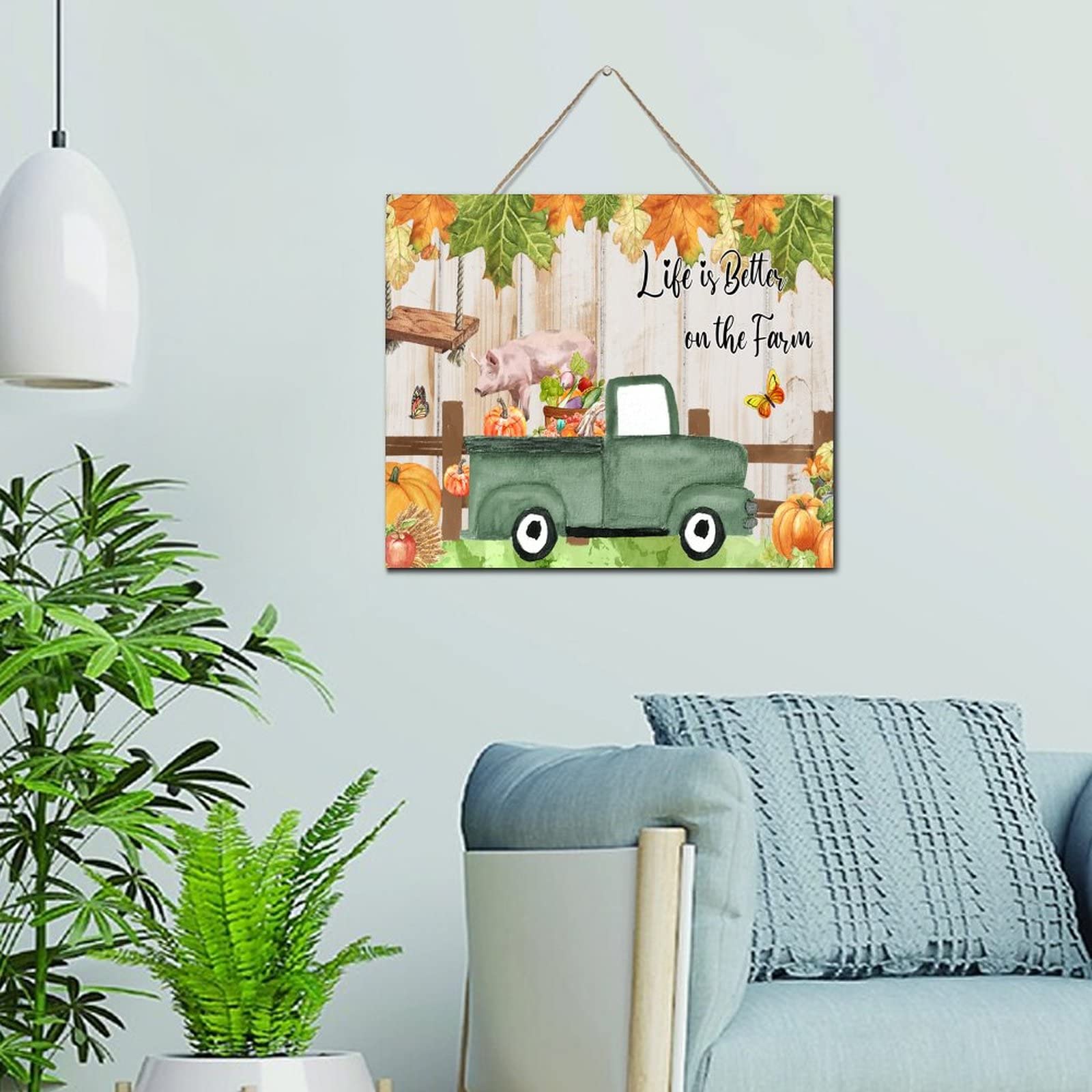 Panneau en bois antique fait main avec gravure cochon