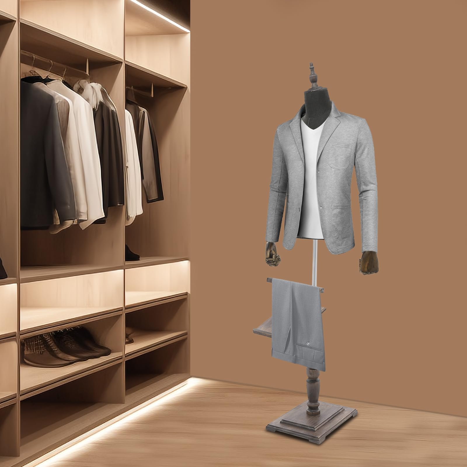 Forma de ropa masculina, maniquí masculino, altura ajustable, figura torso para hombre, 135-180 cm, con un tope de 180°, para boutiques, tiendas de moda y diseño de escaparates