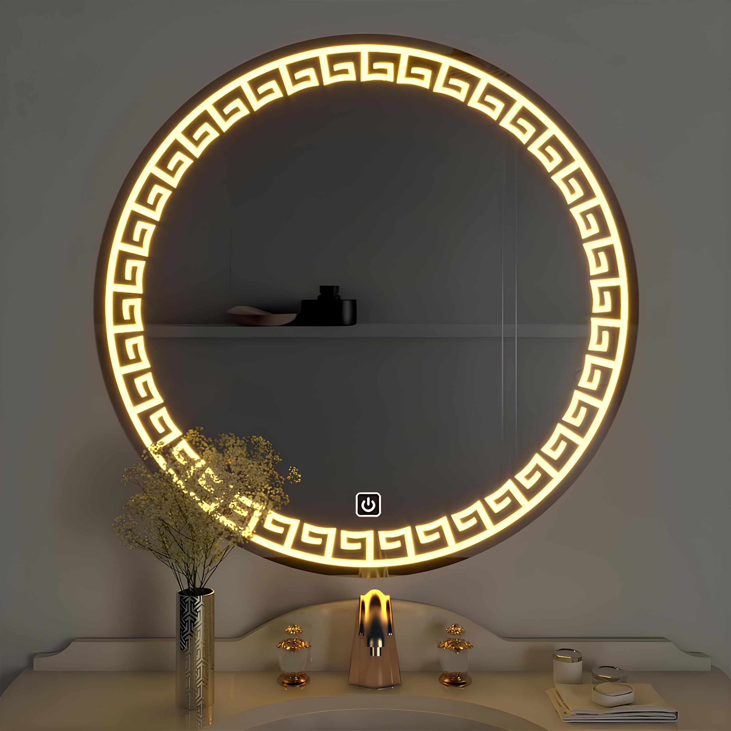 SAIN GOBAIN Led Mirror with 3 in 1 Led Light (WAM, White & Warm White) | Round (24 X 24 Inch)