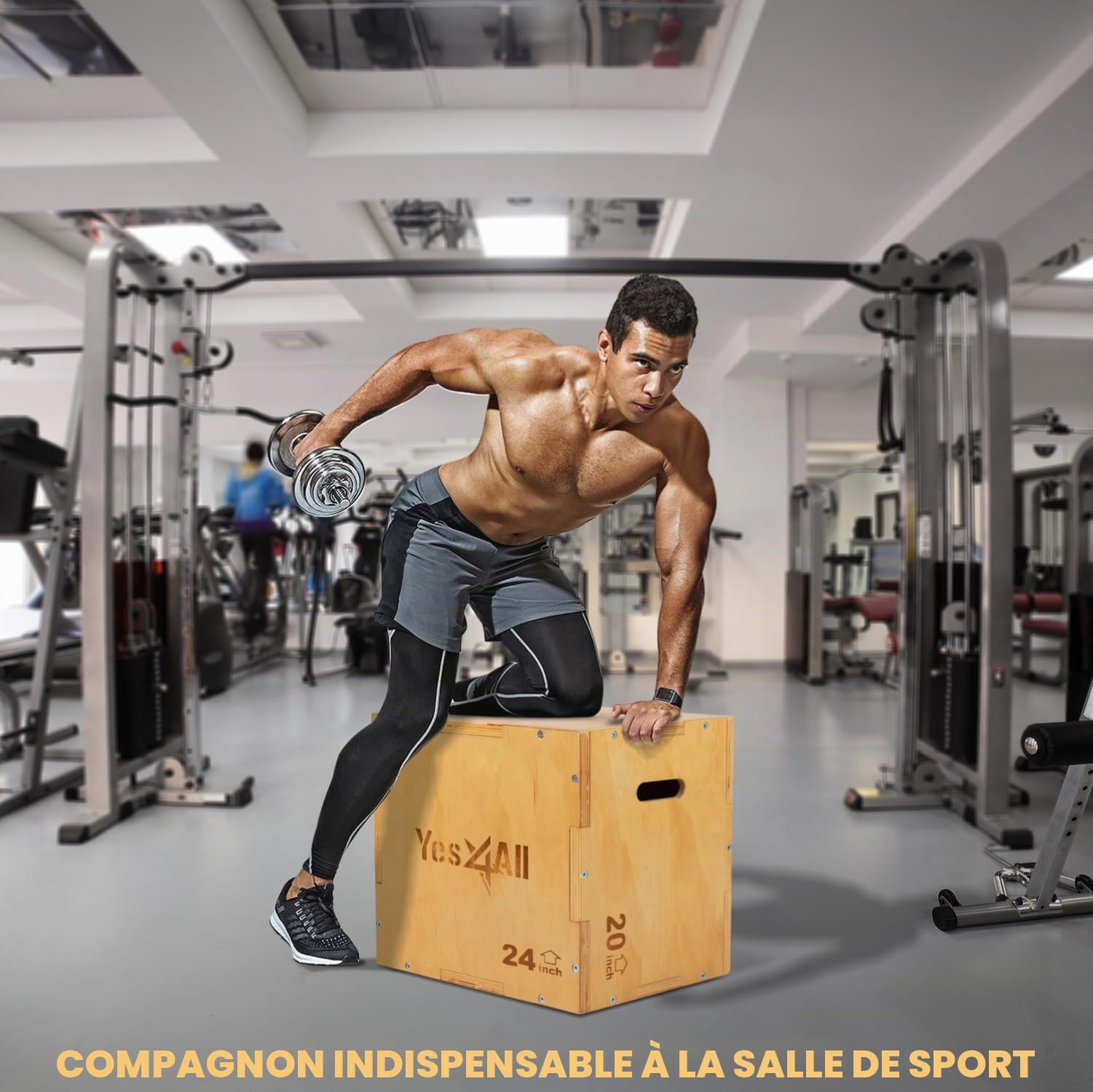 Yes4All 3 In 1 Wooden Plyo Box, Boxe Plyométrique pour l'entraînement au saut, Boxe à Sauts pour la Gymnastique à Domicile et l'Entraînement à l'Extérieur
