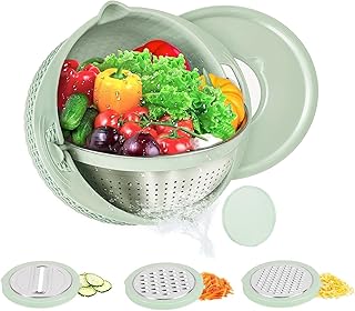 Gesponserte Anzeige – Bugucat Sieb Küche 4 in 1 Multifunktions Küchensieb Obstsieb Nudelsieb Edelstahl mit 3 Reibe Küchen ...