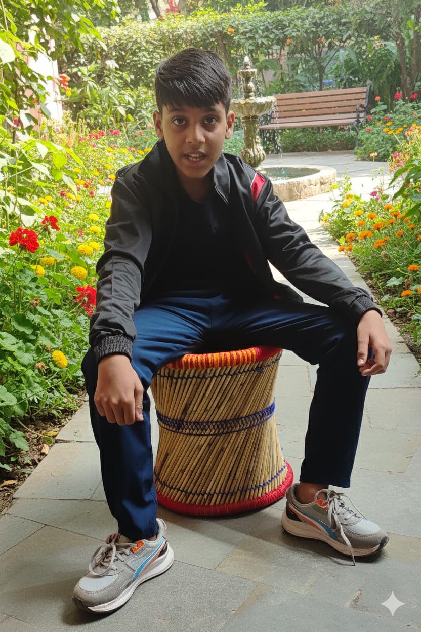 Dinesh Mudda House Handmade Orange Sarkanda Wood Stool