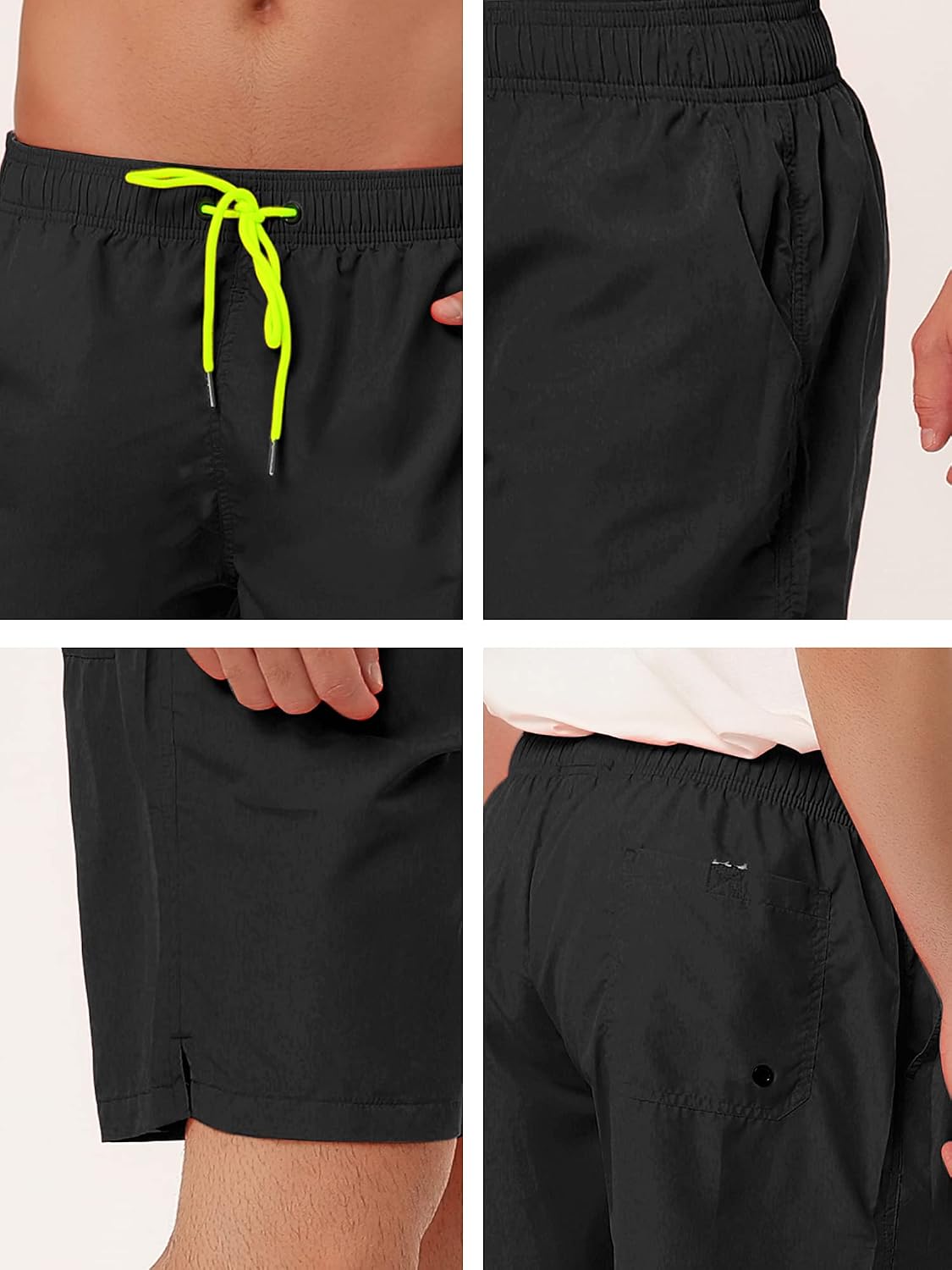 Lars Amadeus Men's Solid Beach Shorts Drawstring Surfing Mesh Lining Swimwear Board Shorts