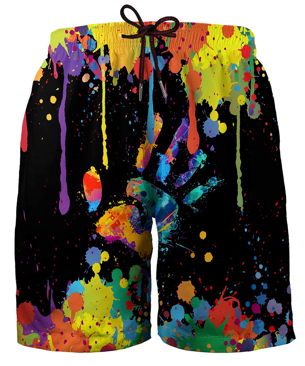 3D Printed Shorts for Men Cool Casual Swim Trunks Colorful Beach Board Shorts with Pockets