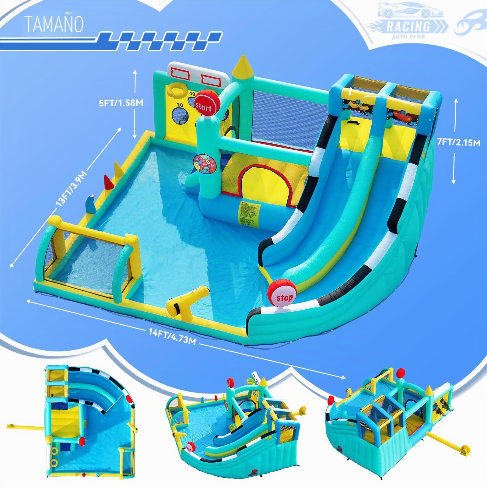Castillo Hinchable Tobogán Soplador Trampolín Piscina 470X400X220 cm