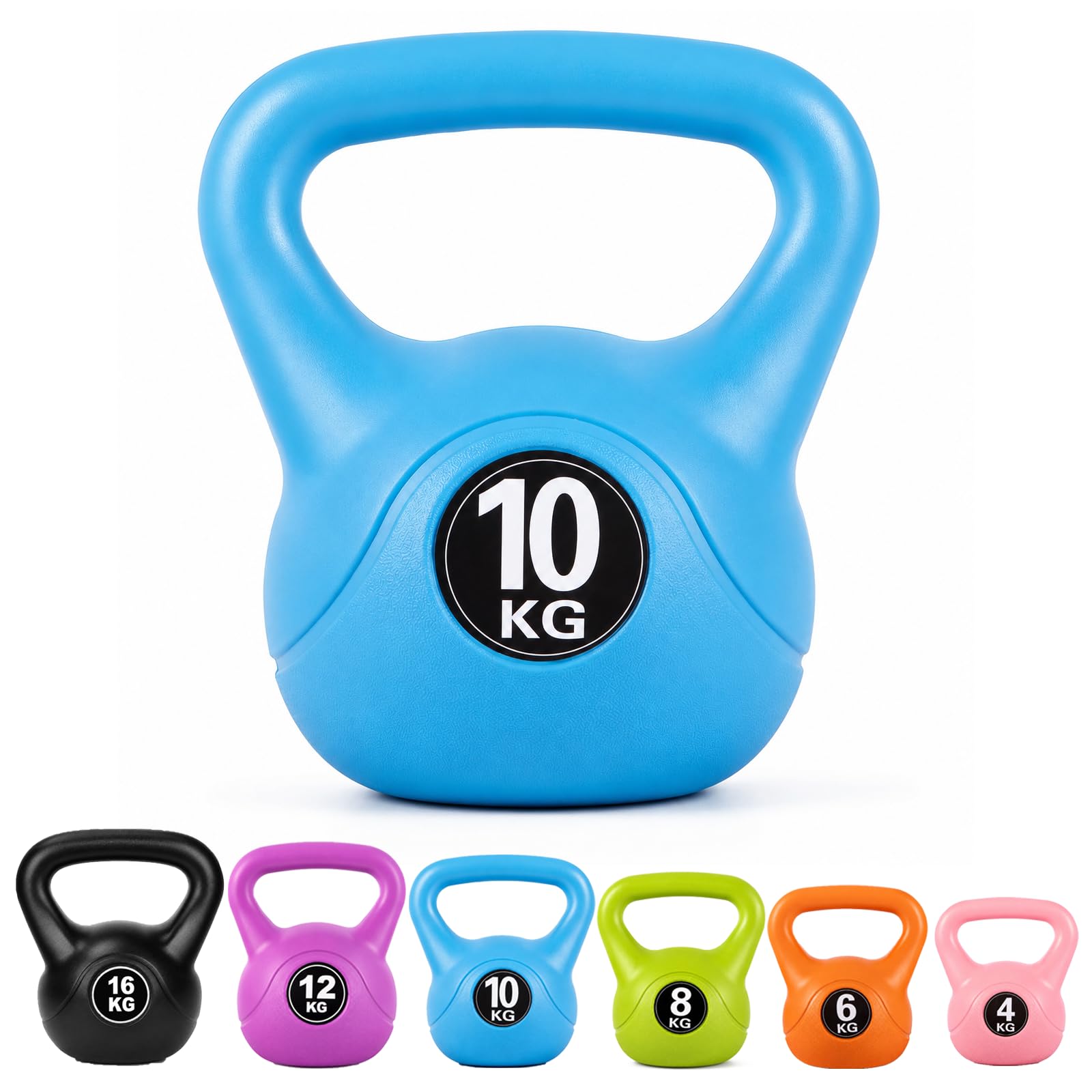 10 kg Kettlebell with Wide Handle for Home Gym Strength Training, Blue