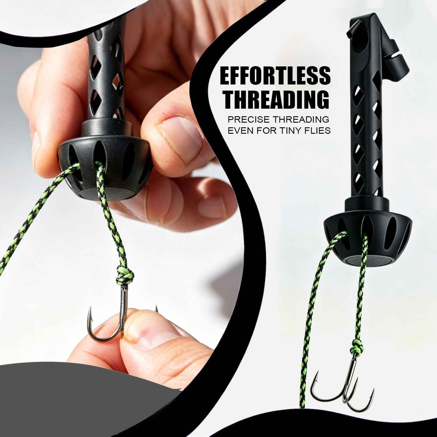 2Pack Fly Fishing Magnetic Fly Threader, Fly Fishing Knot Tying Assist Tool for Tippet, Quick Rig Fishing Accessory Works with Most Hooks & Styles