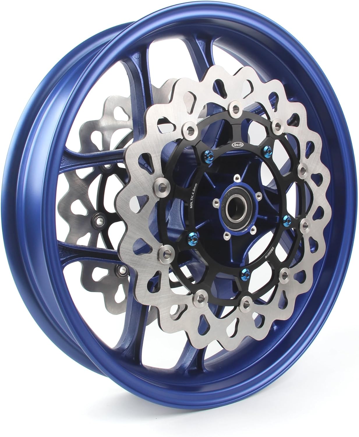 Arashi Front Wheel Rim and Brake Discs Rotors for Yamaha YZF R1 2015-2025, R6 2017-2025, MT10 FZ10-2025, Motorcycle Replacement Accessories Parts Blue
