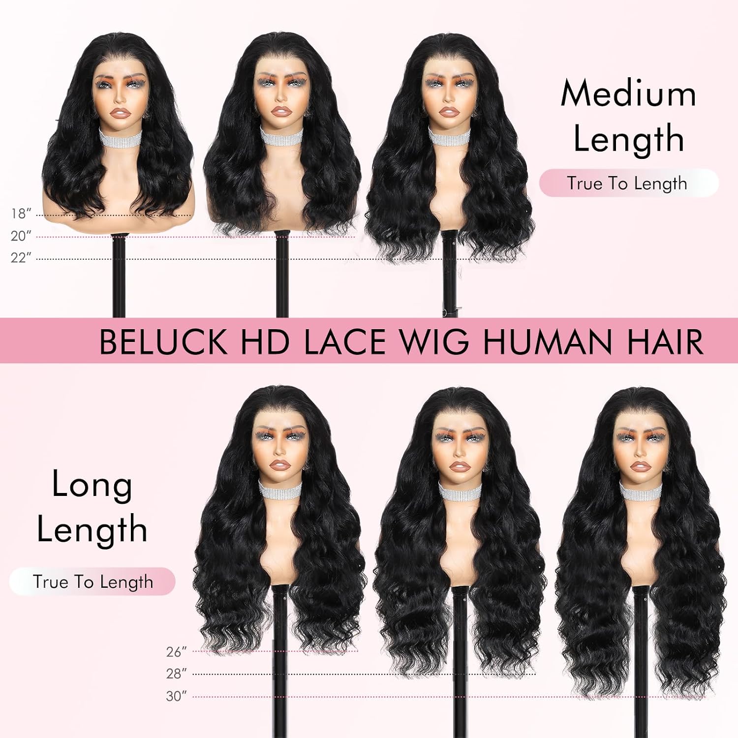 Beluck 13x6 Full Frontal Skinlike Real HD Lace Front Wigs Human Hair Invisible 0.1mm Ultra-thin HD Lace Frayed Ends Pre Plucked Tiny Knots 200 Density Body Wave HD Lace Front Wigs For Women 24 Inch
