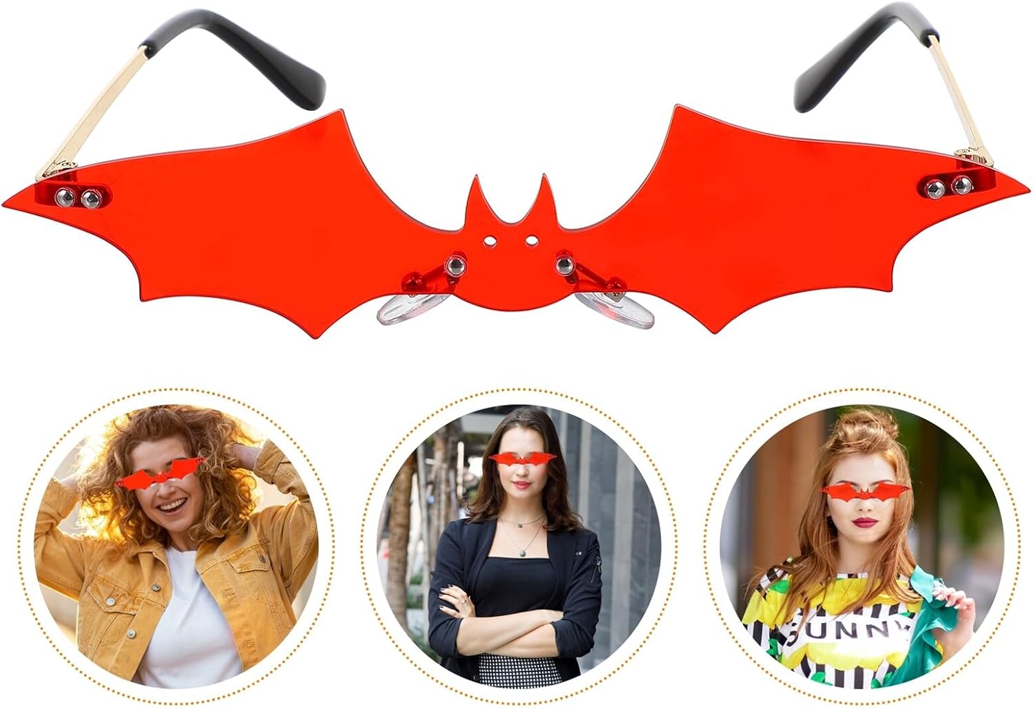 Bat Sunglasses Rimless Eyewear Vintage Frameless Glasses Gold Frame for Women Men Street Style Summer Party Accessories