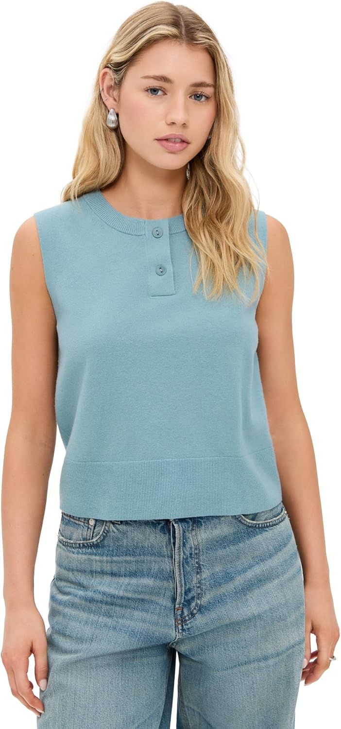 Vince Women's Henley Crew Neck Shell