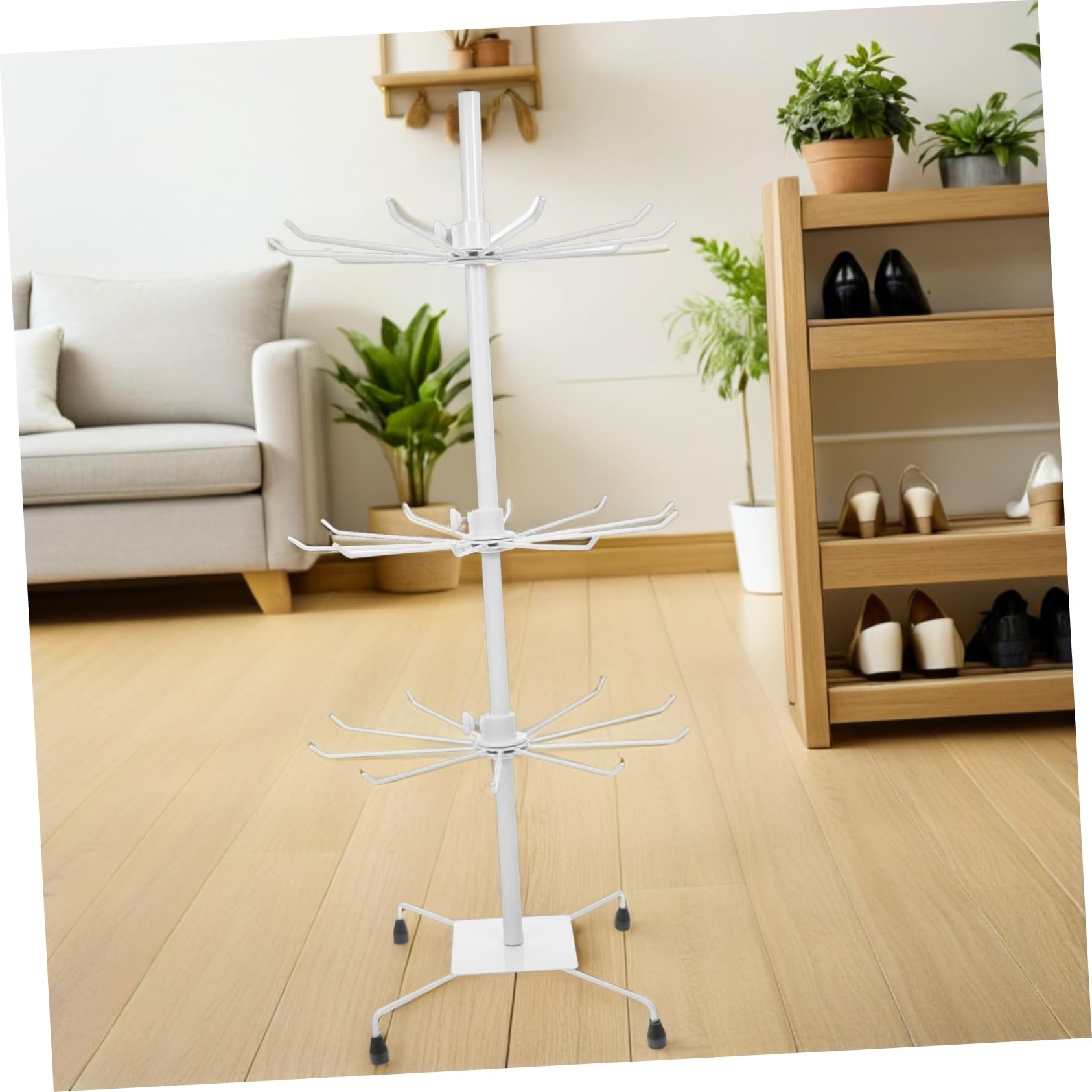 Ipetboom Espositore Girevole Per Gioielli Porta Collane e Braccialetti Organizer Per Gioielli Da Banco in Ferro Bianco Rotazione Gradi