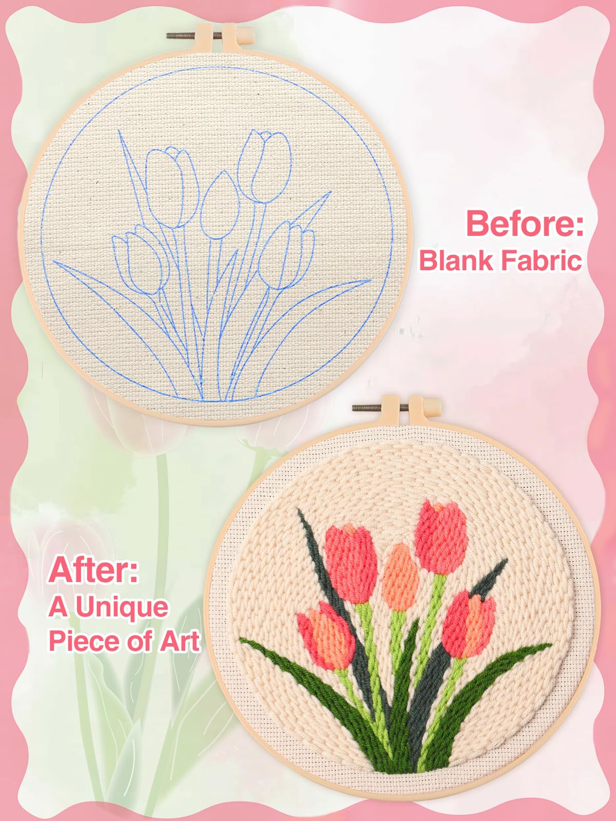 Punch Needle Kit - Beginner Crafting, Floral Designs -4 Punch Needle Kit - Beginner Crafting, Floral Designs -4