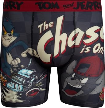 COCO BRANDS Mens Boxer Briefs - 1 Pack or 2 Pack Looney Tunes Tom & Jerry Mens Underwear Boxers with Contour Pouch