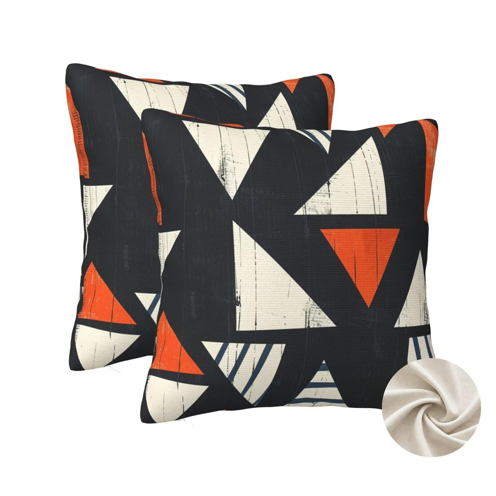 Housses de coussin 70x70 cm lot de 2 vintage géométrie en tissu doux pour canapé et lit zt397