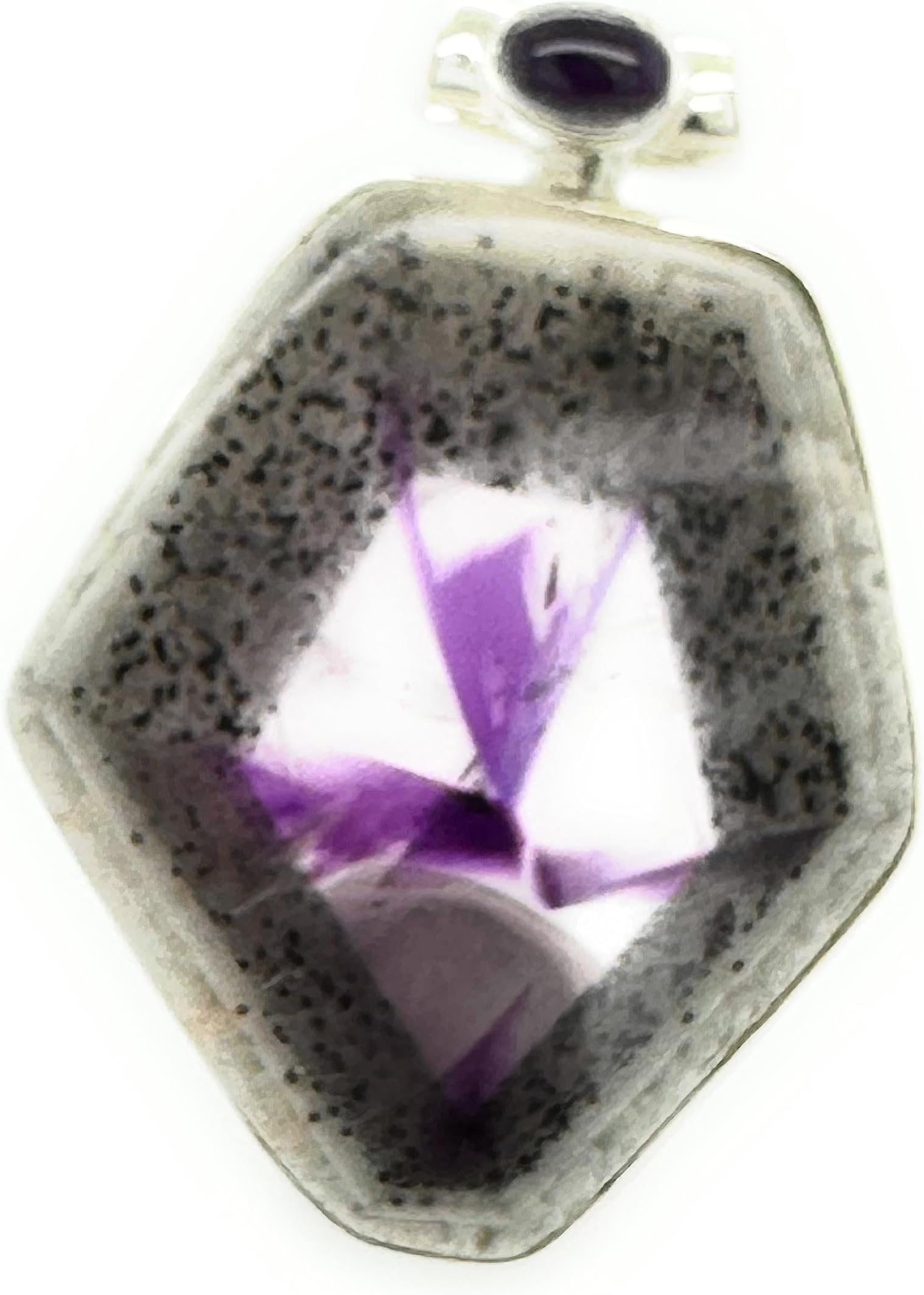 Natural Amethyst, Auralite 23 Crystal 925 Solid Sterling Silver Pendant 35mm