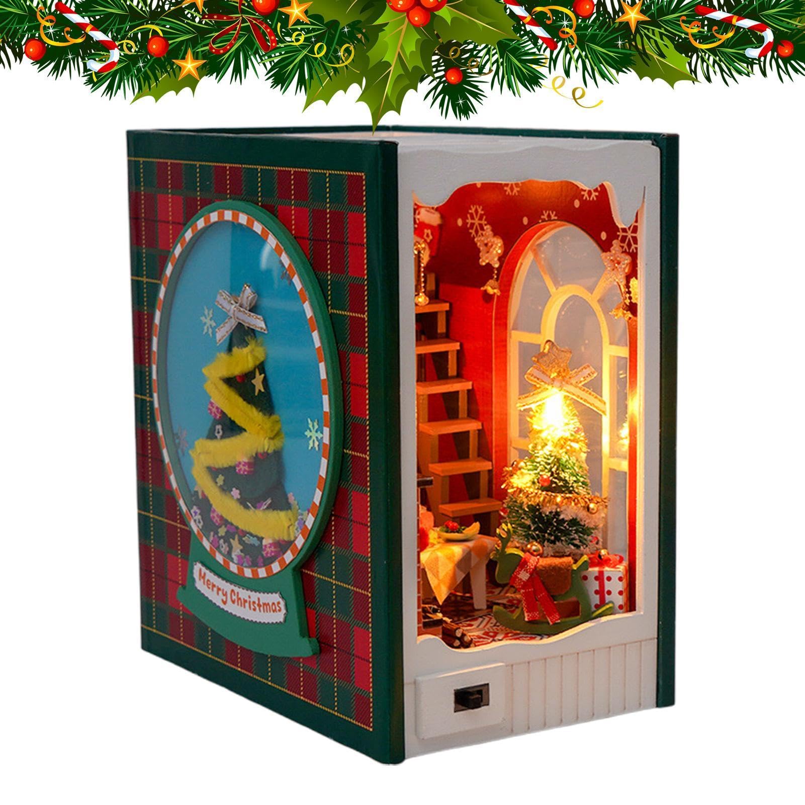 Kit per casa delle bambole in miniatura, decorazione artistica per la casa | Casa di Natale a LED, per compleanno, soggiorno, camera da letto, tavolo, scrivania, cucina, ufficio, bambini