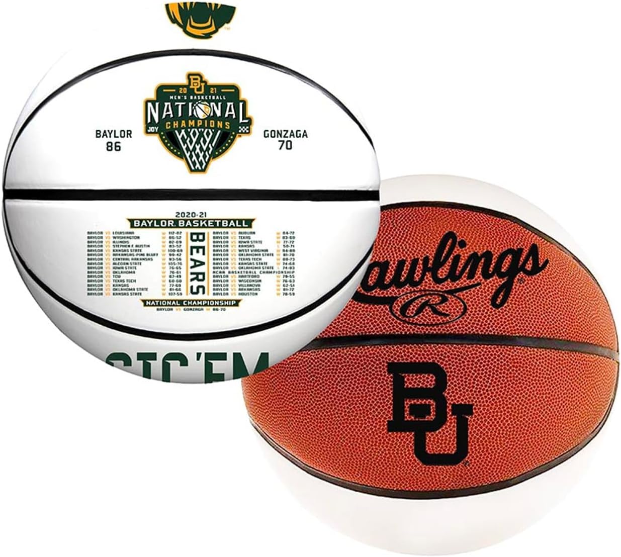 NIKCO SPORTS Baylor Bears 2021 National Champions Basketball | Limited Edition of 2,021 | Official NCAA College Championship Collectible Gift Fan Memorabilia with Certificate of Authenticity