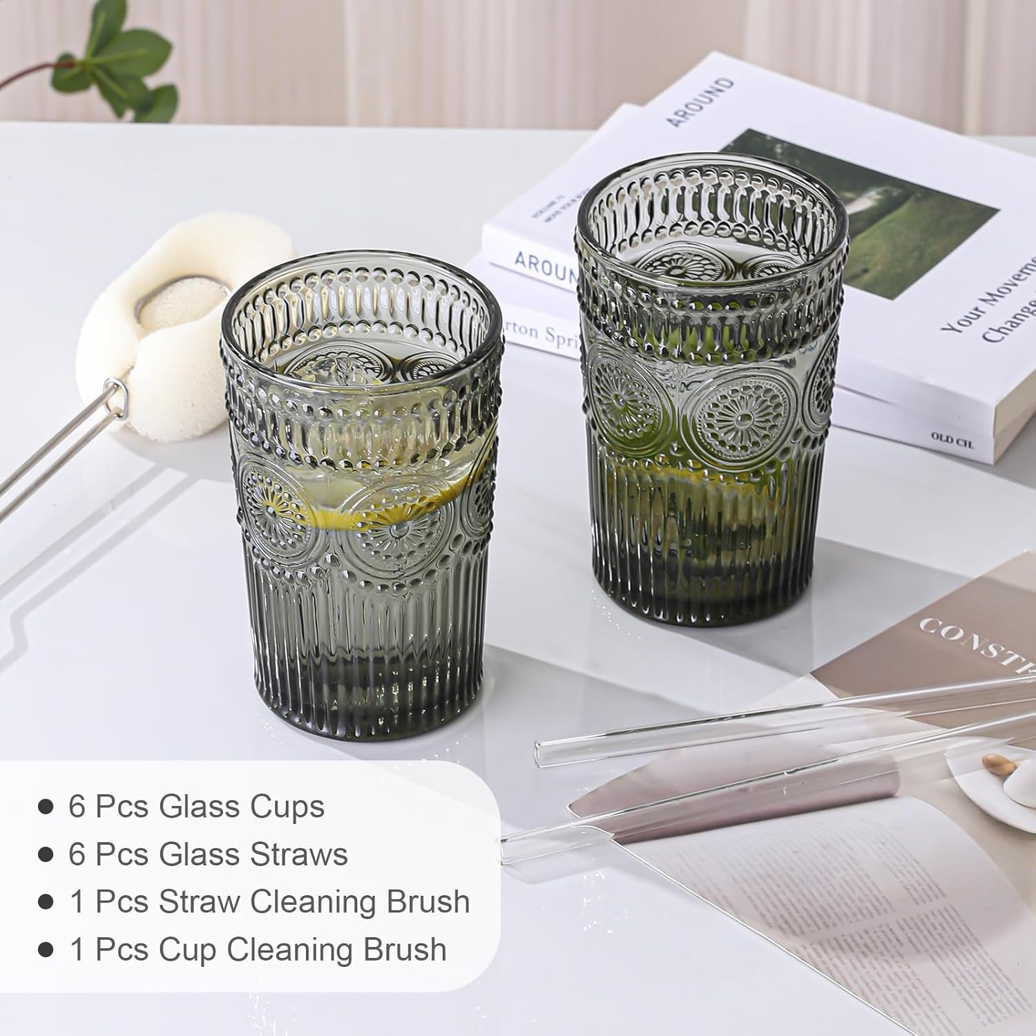 bellemax 300ML Juice and Water Glass Stylish Crystal Highball Drinking Glasses, Medium Size Tumbler Glasses for Juice, Water, Milk, lassi, Cocktails and Sharbat (TR-12, 6 Count (Pack of 1)) 3