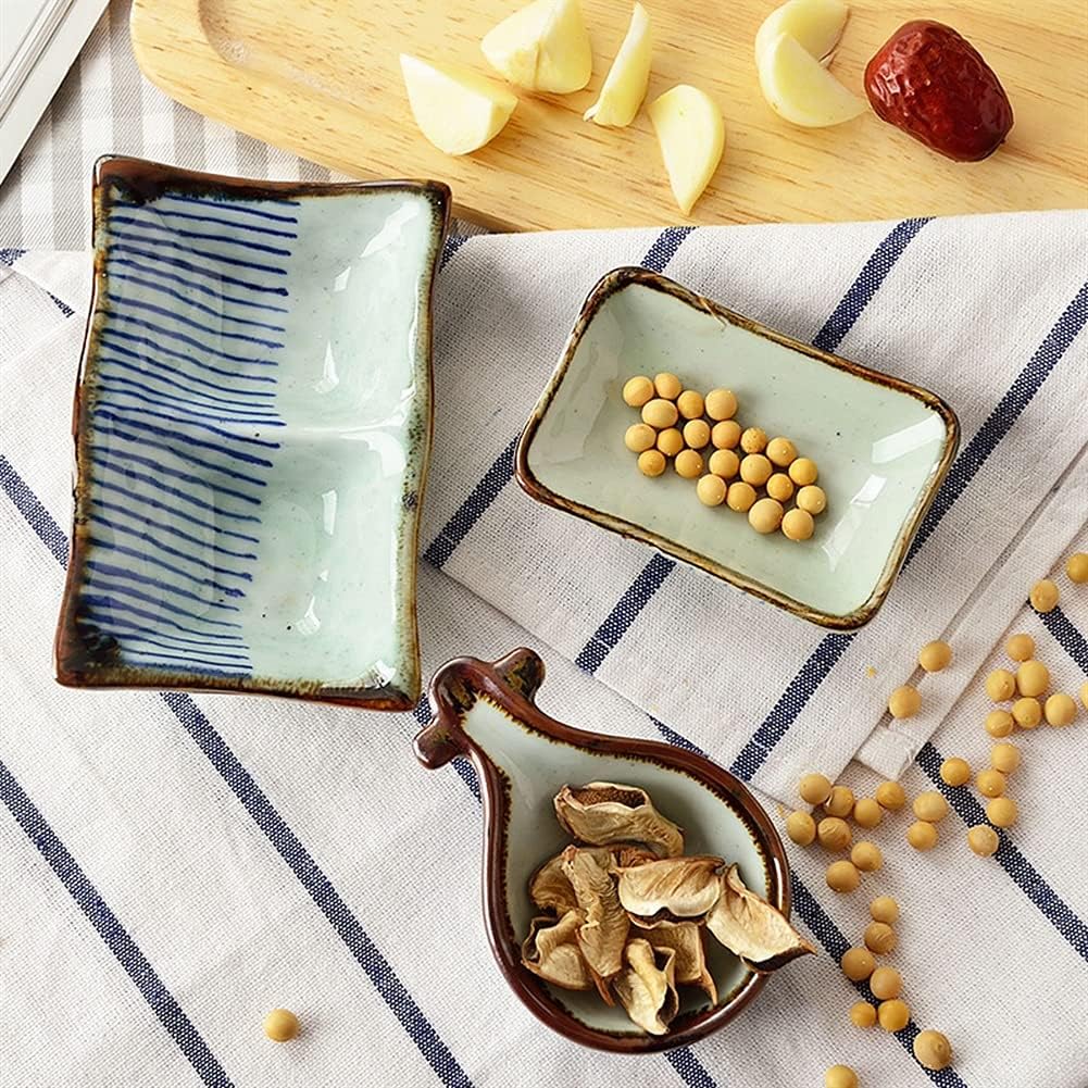 GeRRiT Snack Serving Dishes Ceramic Appetizer Plates 3.35 Inch Japanese Style Dipping Sauce Dishes Rectangle Soy Sauce Dipping Bowls Dessert Sushi Sauce Seasoning Dish Dessert Dishes