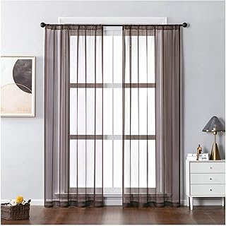 Gualiy Curtains 2 Panels for Bedroom, Solid Color Living Room Curtains and Drapes 42 x 96 inch Dark Coffee Home Bedroom Living Room Curtains