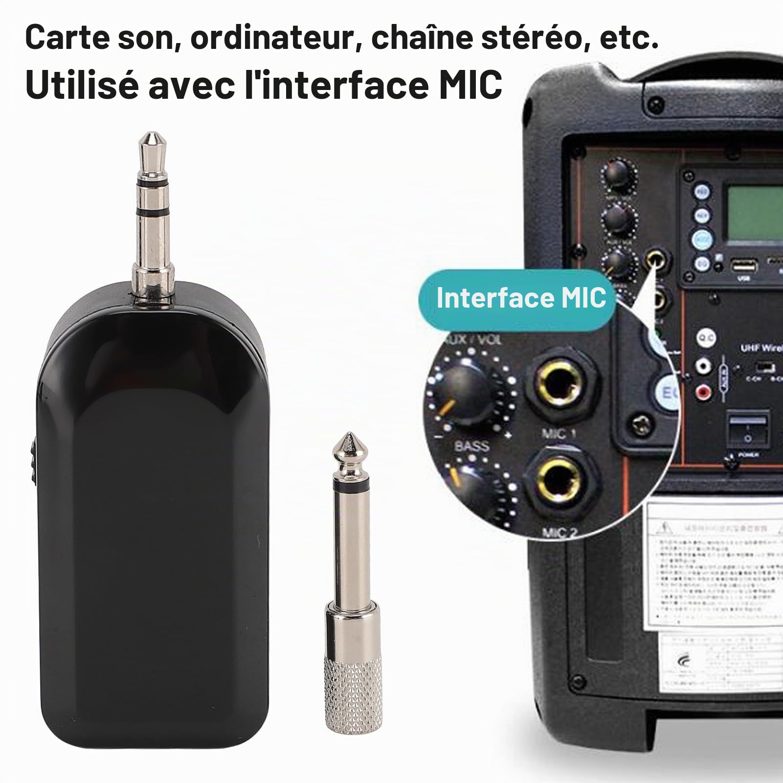 Micro sans Fil pour Saxophone, Système de Microphone pour Instrument sans Fil 2,4 G pour Guitare, Gros Violon, Accordéon et Autres Instruments