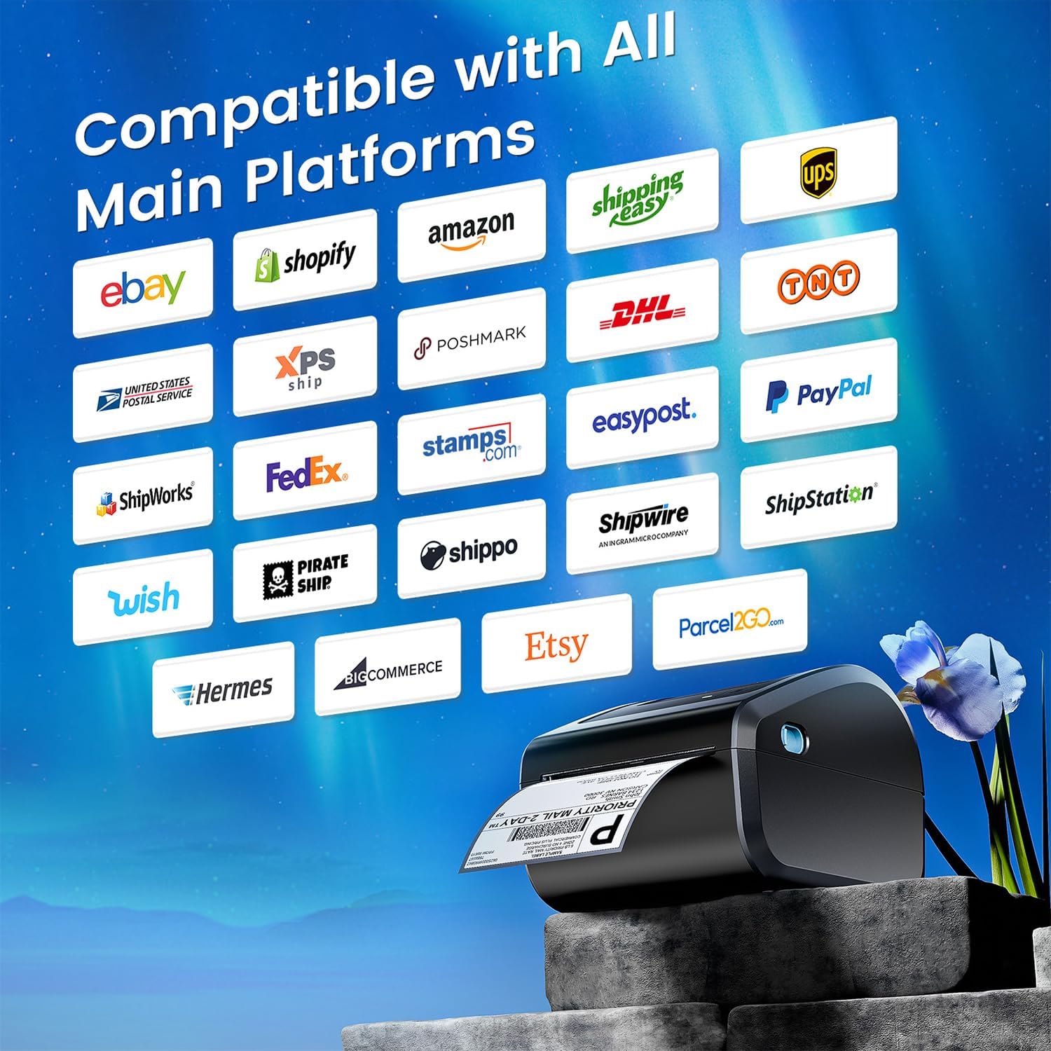 Bluetooth Shipping Label Printer 4x6, D450BT Thermal Label Printer for Shipping Packages, Thermal Printers for Small Business, Compatible with Android, iPhone, Windows, macOS, Tiktok, UPS - Image 7