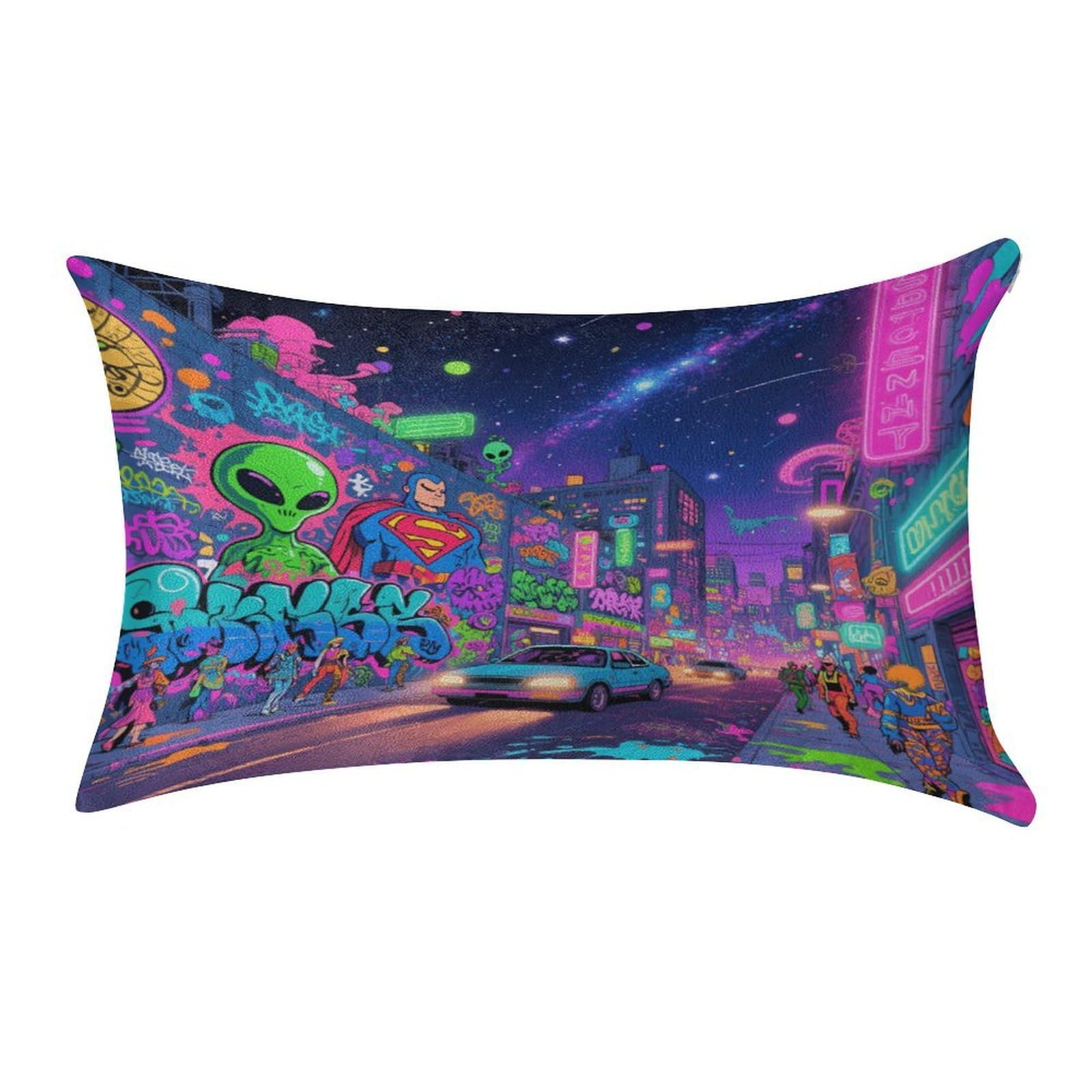 Fekiloot Style Graffiti City Pillow Covers Home Decor Pillow Cases